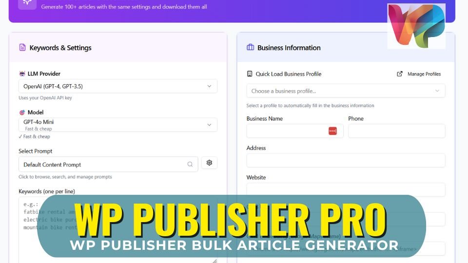 WP Publisher Pro Dashboard